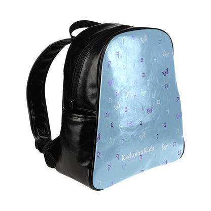 Purple Aleph Beis Butterflies Sky Blue Multi-Pockets Toddler Backpack (Model 1636)