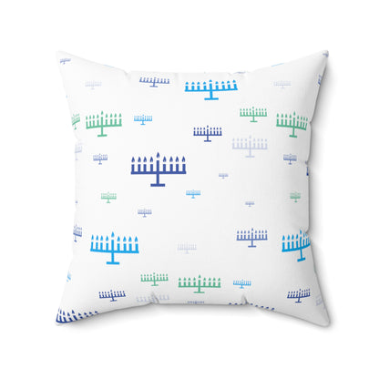 Chanukah Menorah - Faux Suede Square Pillow