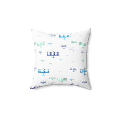 Chanukah Menorah - Faux Suede Square Pillow