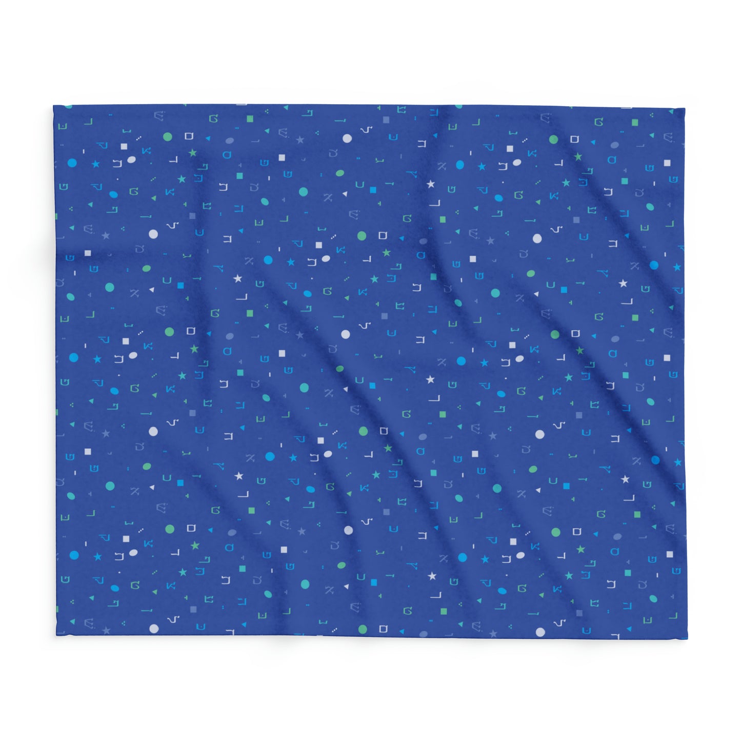 Dark Blue Aleph Beis Shapes Arctic Fleece Blanket