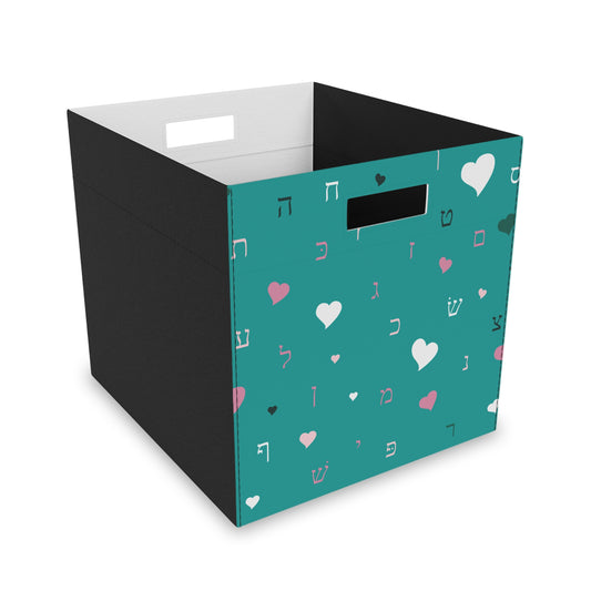 Green Heart Aleph Beis Felt Storage Box