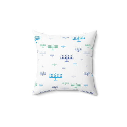 Chanukah Menorah - Faux Suede Square Pillow