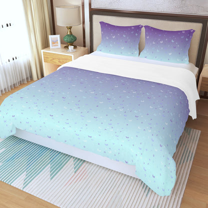 Purple Ombre Aleph Beis Butterflies Three Piece Duvet Cover Set