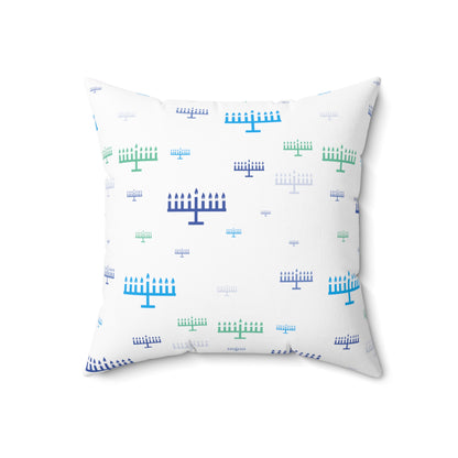 Chanukah Menorah - Faux Suede Square Pillow