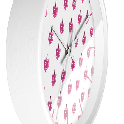 Chanukah Pink Dreidel Wall Clock