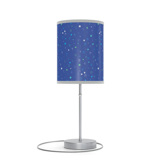 Dark Blue Aleph Beis with Shapes - Lamp on a Stand, US|CA plug