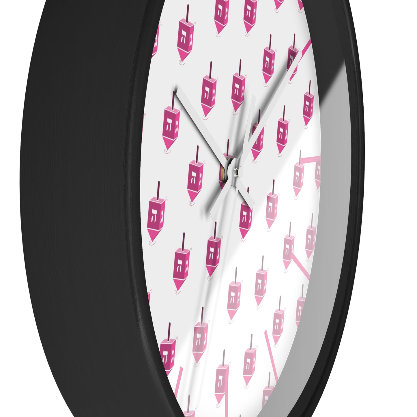 Chanukah Pink Dreidel Wall Clock