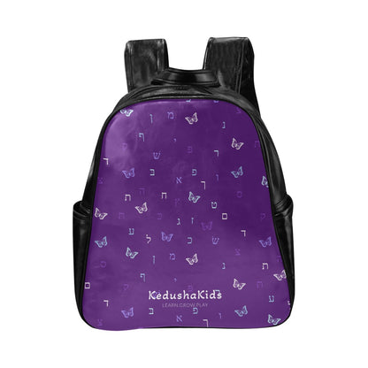 Purple Aleph Beis Butterflies Multi-Pockets Toddler Backpack (Model 1636)