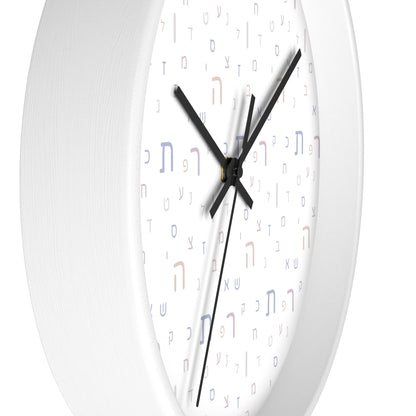 Soft Neutral Aleph Beis Wall Clock