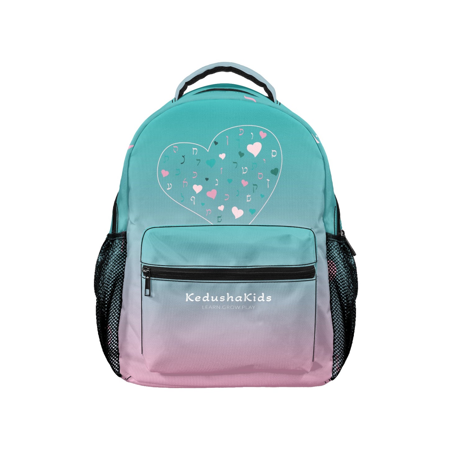 Pink Green Rashi Hearts 17-inch Casual Backpack