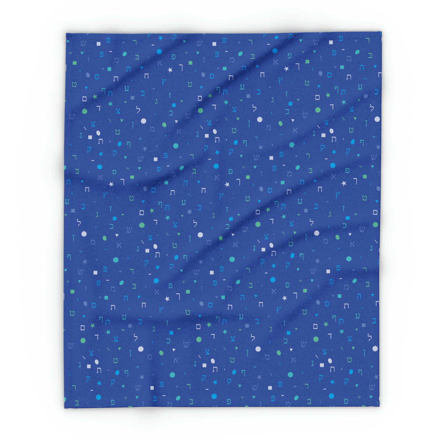 Dark Blue Aleph Beis Shapes Arctic Fleece Blanket