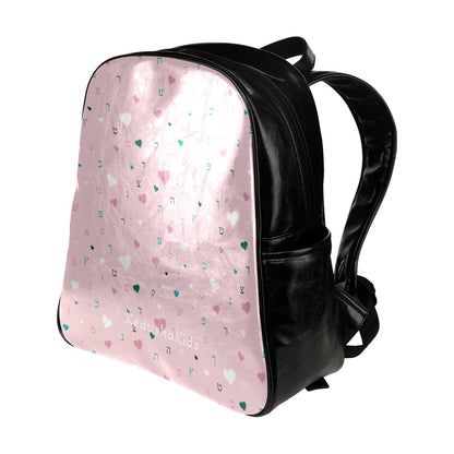 Pink Aleph Beis Hearts Multi-Pockets Toddler Backpack (Model 1636)