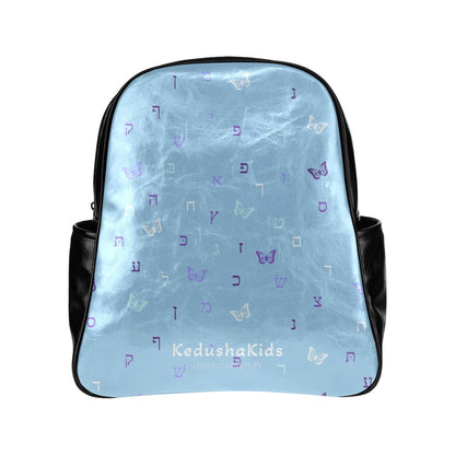 Purple Aleph Beis Butterflies Sky Blue Multi-Pockets Toddler Backpack (Model 1636)