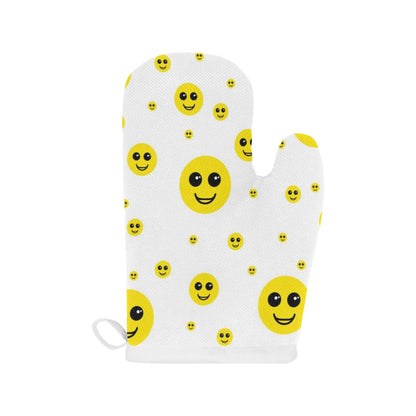 Smiley Linen Oven Mitt (Two Pieces)