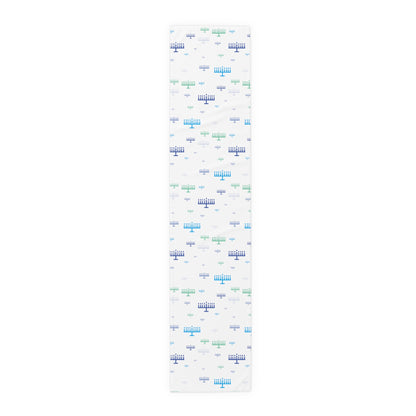 Blue Menorahs Table Runner (Cotton)