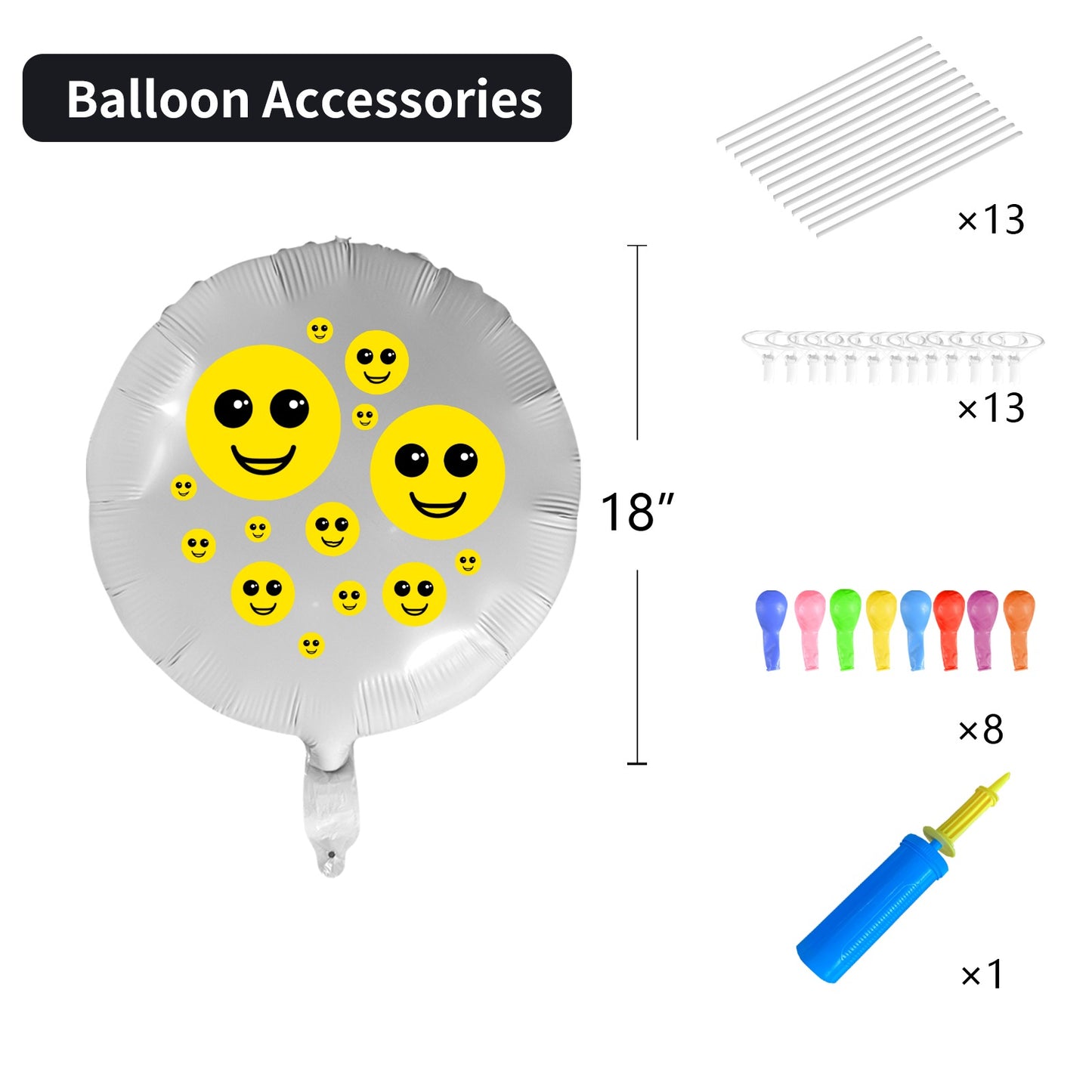 Smiley Foil Balloon (18inch)(5 Pack)