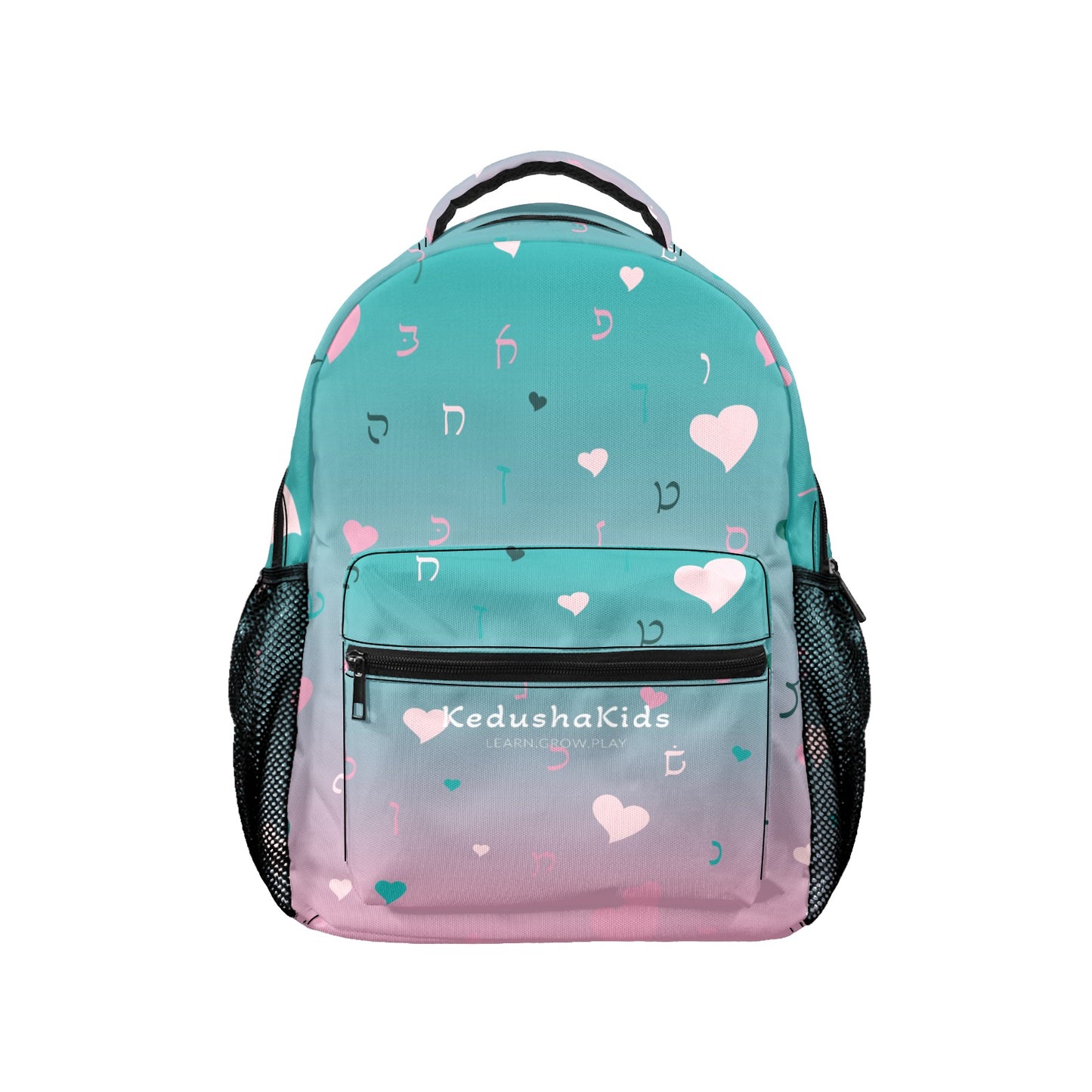 Pink Green Rashi Hearts 17-inch Casual Backpack