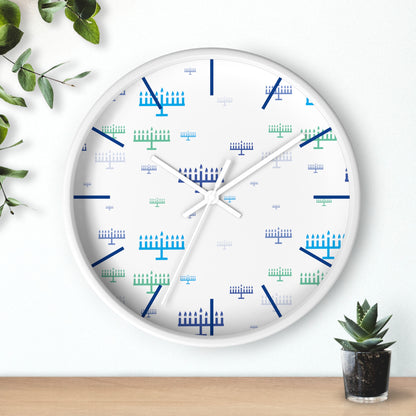 Chanukah Blue Menorahs Wall Clock
