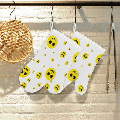 Smiley Linen Oven Mitt (Two Pieces)