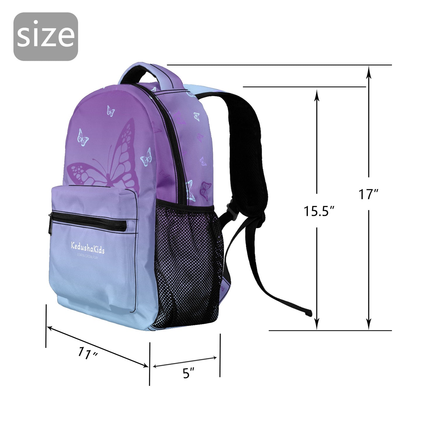 Purple Butterflies 17-inch Casual Backpack