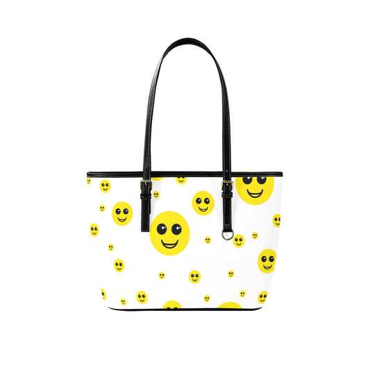 Smiley Leather Tote Bag-for Shalach Manos Small (Front&Back Printing) (1651)