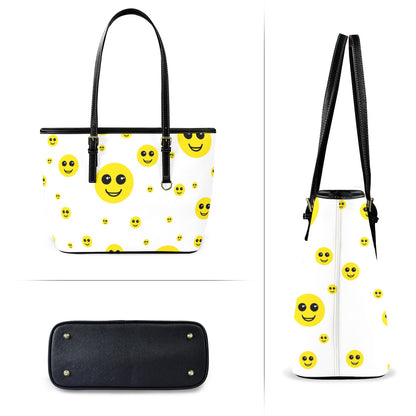 Smiley Leather Tote Bag-for Shalach Manos Small (Front&Back Printing) (1651)