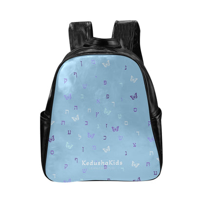 Purple Aleph Beis Butterflies Sky Blue Multi-Pockets Toddler Backpack (Model 1636)