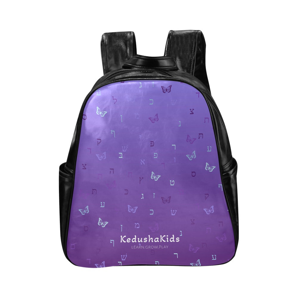 Purple Aleph Beis Butterflies Ambre Multi-Pockets Toddler Backpack (Model 1636)