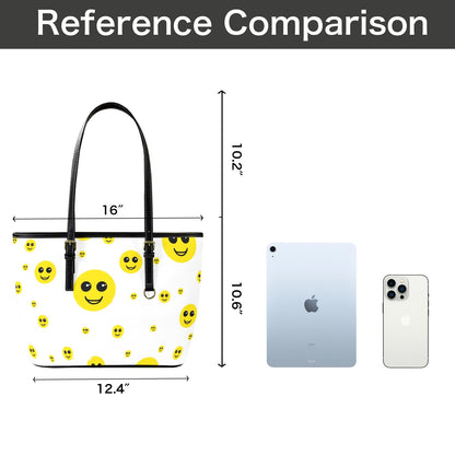 Smiley Leather Tote Bag-for Shalach Manos Small (Front&Back Printing) (1651)