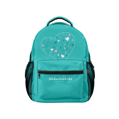 Pink Green Rashi Hearts 17-inch Casual Backpack