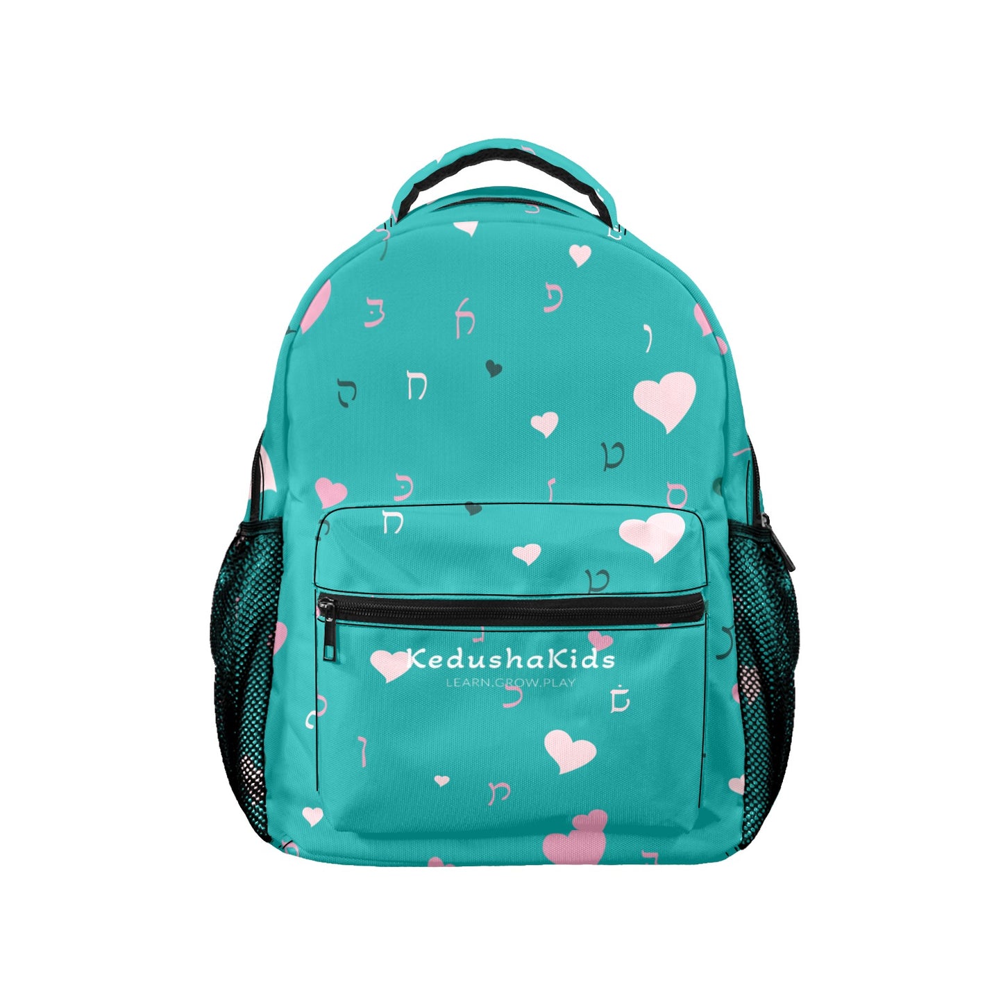 Pink Green Rashi Hearts 17-inch Casual Backpack