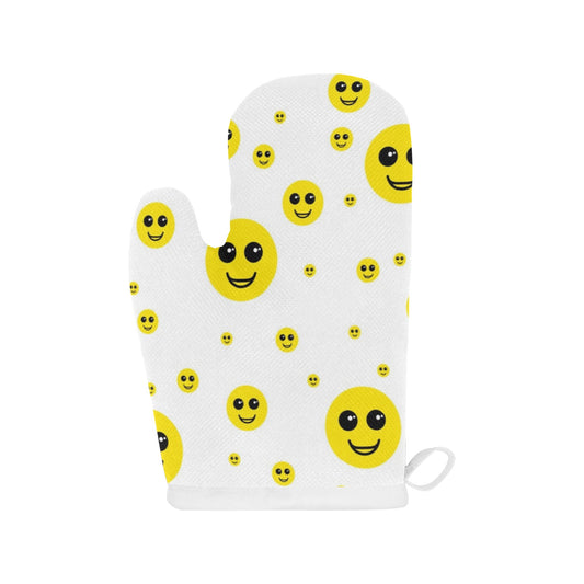 Smiley Linen Oven Mitt (Two Pieces)