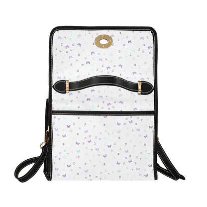 Purple Aleph Beis Butterflies Waterproof Canvas Bag-Black (All Over Print) (Model 1641)