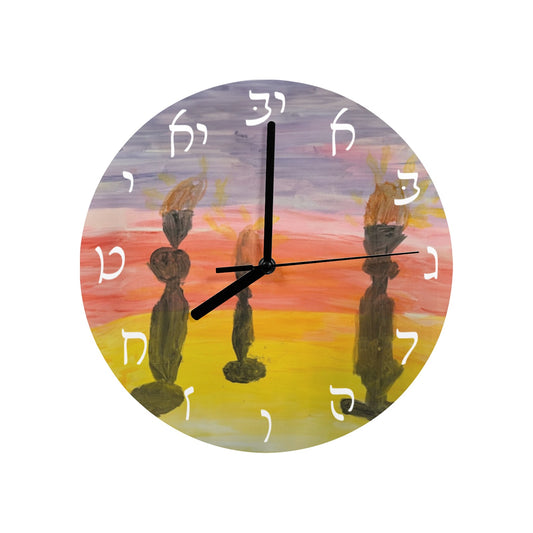 Shabbos Candles - by Alumah MDF Wall Clock