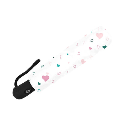 Pink Aleph Beis Hearts Anti-UV Auto-Foldable Umbrella (U09)