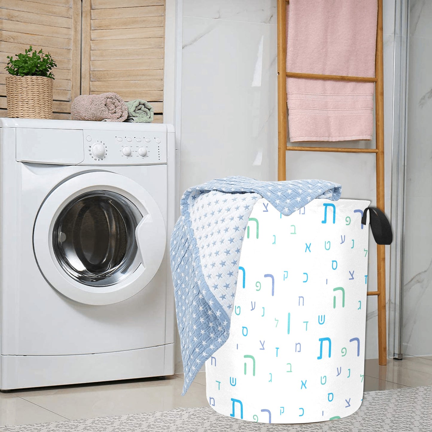 Light Blue Aleph Beis Laundry Bag (Large)