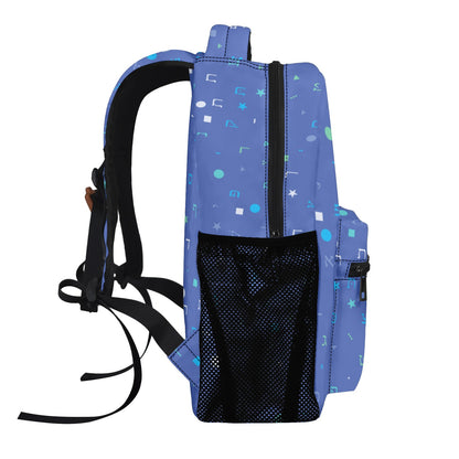 Dark Blue Aleph Beis Shapes 17-inch All Over Print Casual Backpack