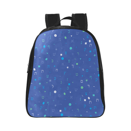 Dark Blue Aleph Beis Toddler Backpack - Faux Leather School Backpack (Model 1601)(Small)