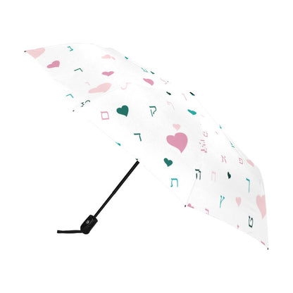 Pink Aleph Beis Hearts Anti-UV Auto-Foldable Umbrella (U09)