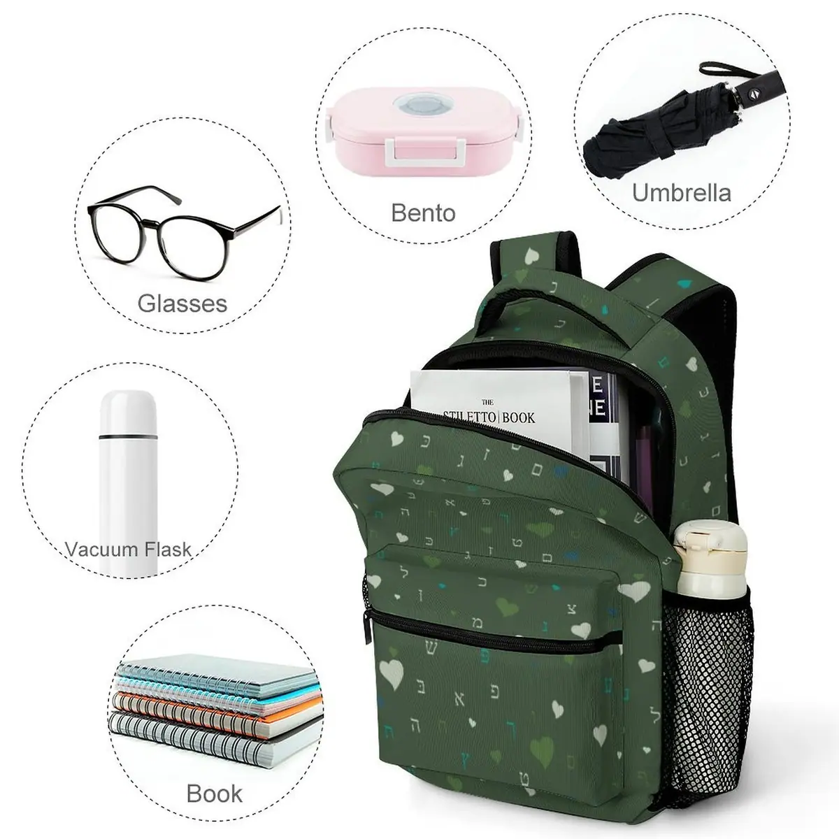 Forest Vibes Aleph Beis Hearts Backpack, photo 4