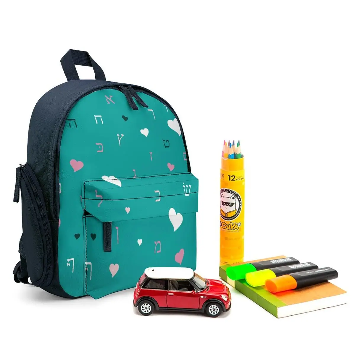 Green Hearts Aleph Beis Schoolbag, photo 3