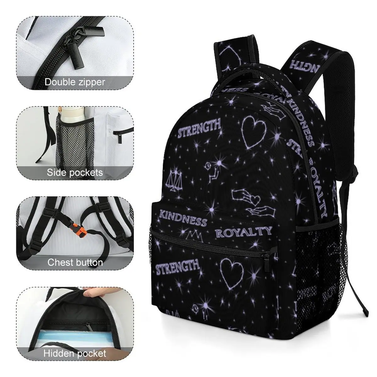 "Kindness • Strength • Royalty” Hebrew Values Backpack, photo 5