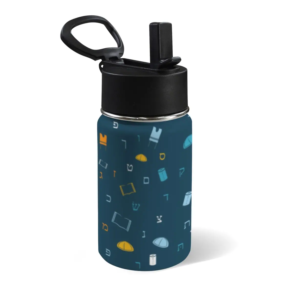 Mitzvah Boy Blue 12oz Water Bottle with Straw Lid, photo 1