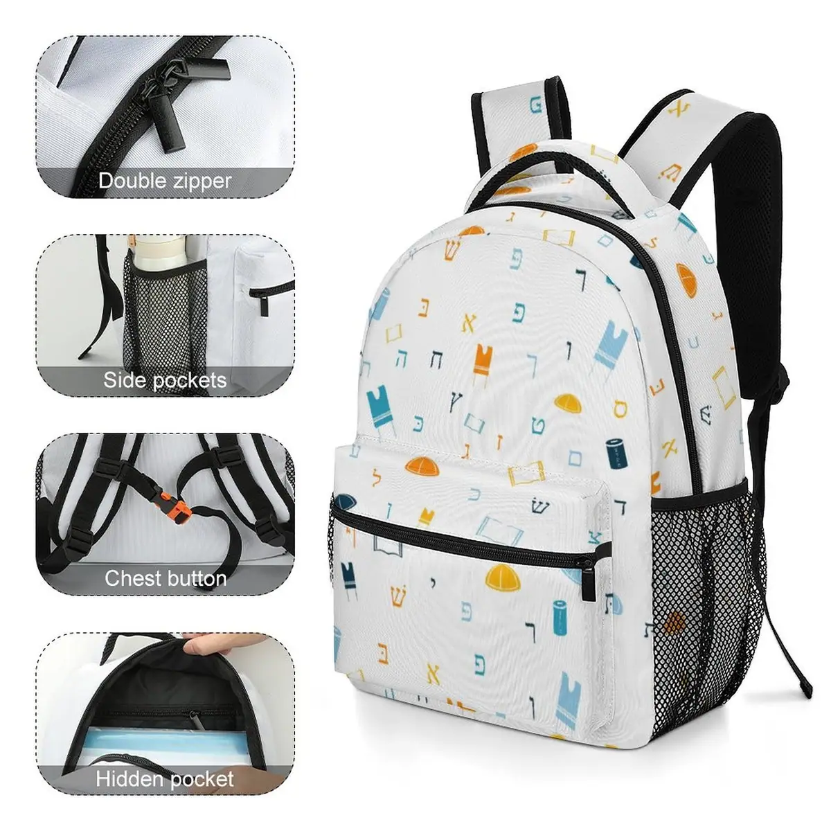 Mitzvah Boy White Backpack, photo 5