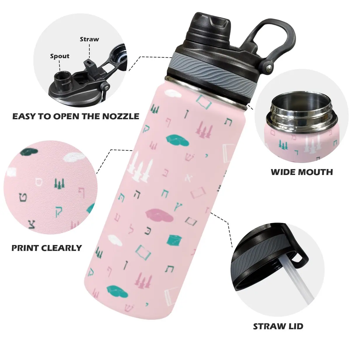 Mitzvah Girls in Pink 18oz Insulated Water Bottle, photo 2