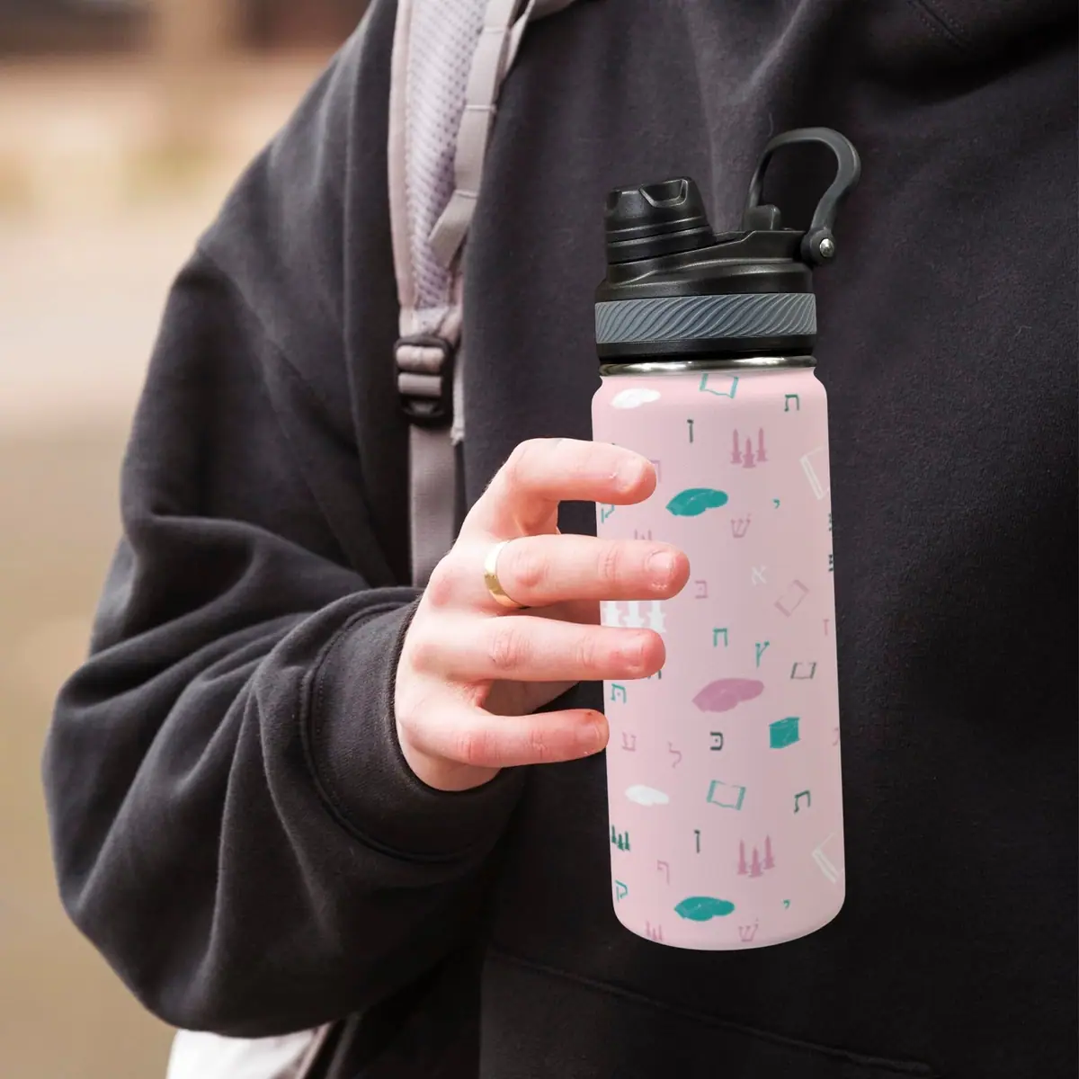 Mitzvah Girls in Pink 18oz Insulated Water Bottle, photo 5