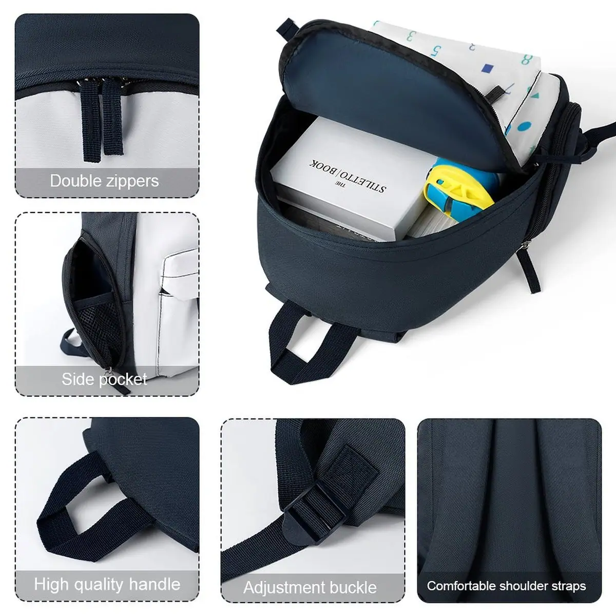 Numbers and Shapes White Schoolbag, photo 5