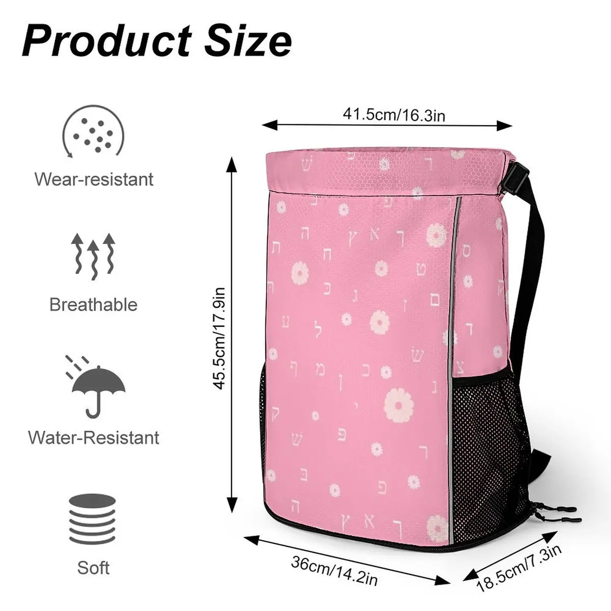 Pink Flowers Girls Drawstring Bag, photo 2