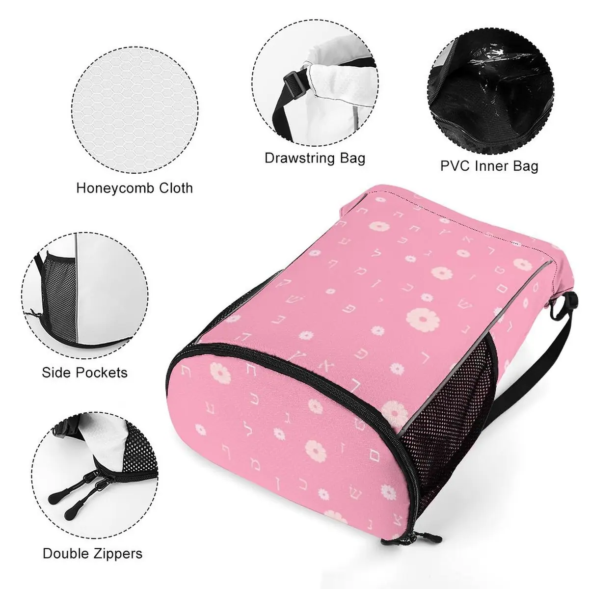 Pink Flowers Girls Drawstring Bag, photo 3