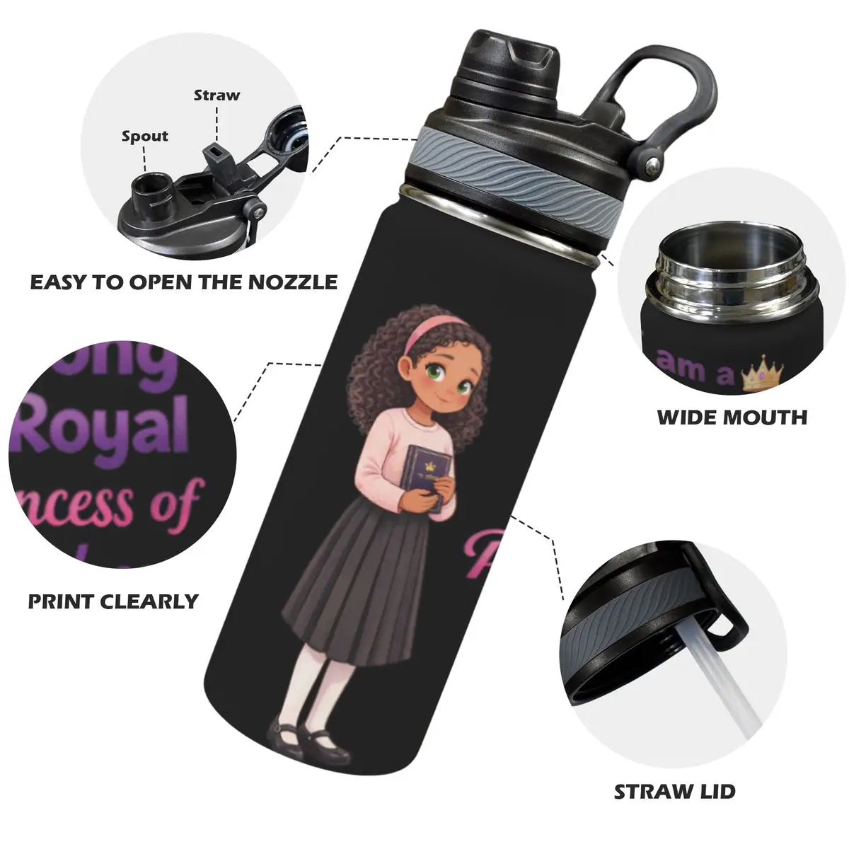 Princess of Hashem 18oz Insulated Water Bottle, photo 2